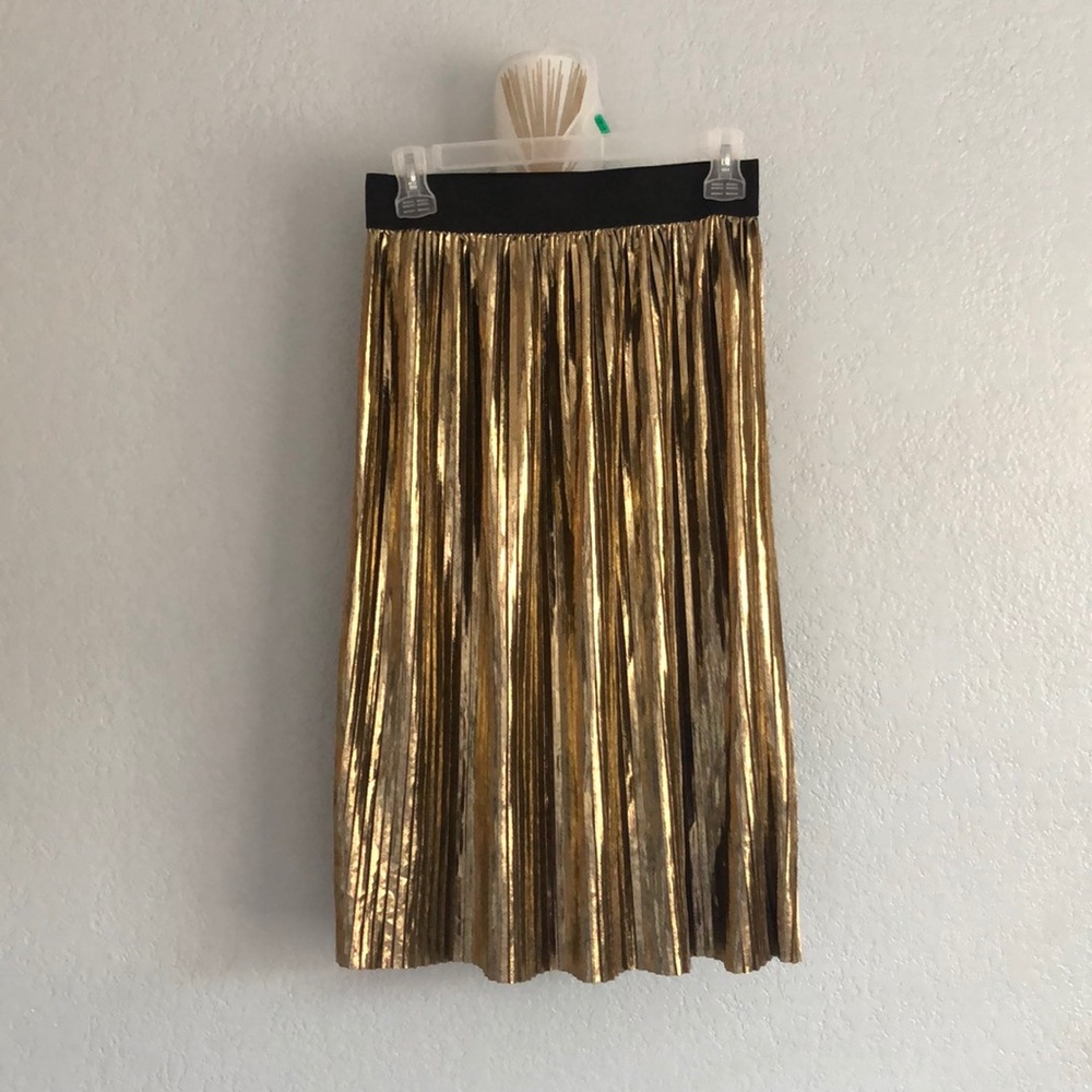 F21 gold foiled midi skirt